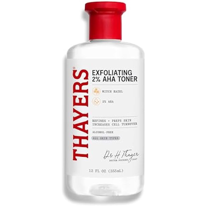 THAYERS 2% AHA EXFOLIATING TONER WITH GLYCOLIC ACID, LACTIC ACID AND WITCH HAZEL, SMOOTHING AND PORE REFINING SKIN CARE FOR ALL SKIN TYPES, 12 FL OZ - Image 1